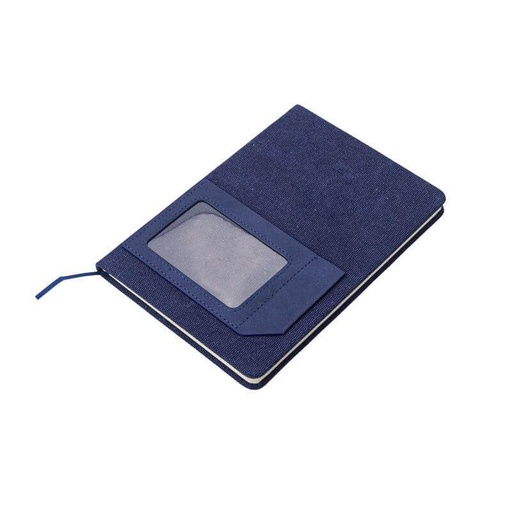 ADANA - Santhome Recycled Canvas A5 Hard Cover Notebook with PU Pocket - Navy