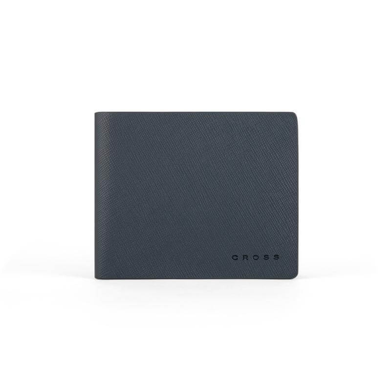 CROSS HARDCOVER A5 NOTEBOOK + PEN + BI-FOLD WALLET WITH 4 CARD SLOTS + COIN POCKET - NAVY BLUE